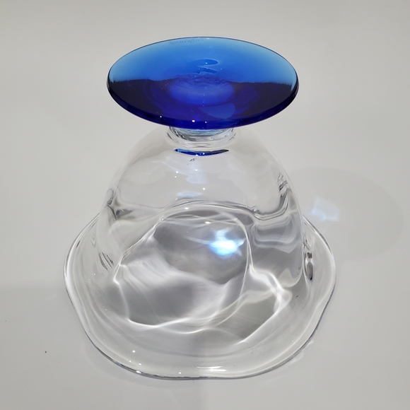 Orrefors Crystal Clear Bowl & Blue Pedestal Base - Picture 6 of 12